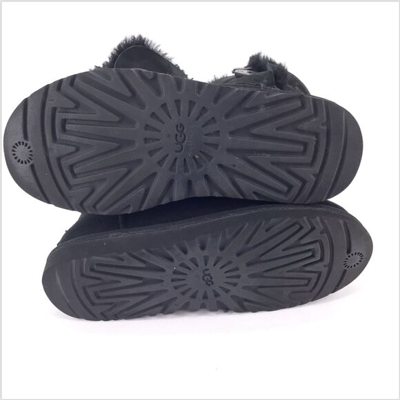 Ugg Bailey Button Tall Triplet Suede Fur Shearling Lined Boots Black Size 7 - Picture 12 of 14